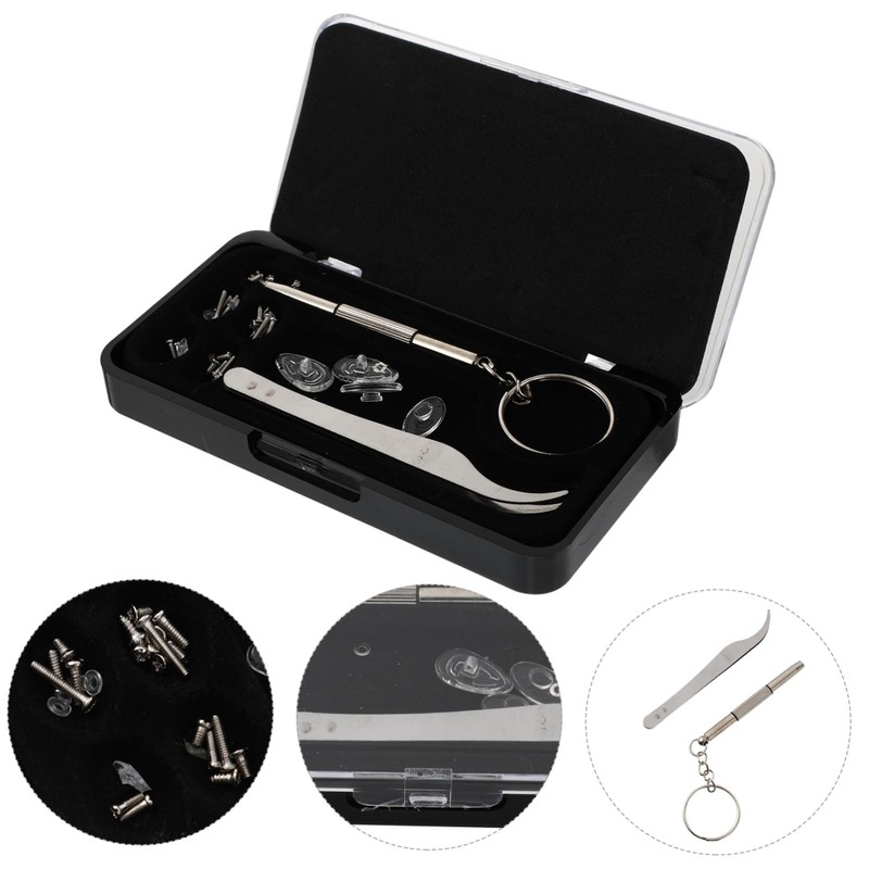 Ipetboom 1Set Eyeglass Repair Tool Precision Screwdriver Eyeglass Tweezers and