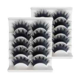 KFZR 10 Pairs 3D False Eyelashes Fake Eye Lashes Natural Look Makeup Extension Black Thick