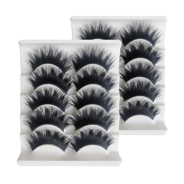 KFZR 10 Pairs 3D False Eyelashes Fake Eye Lashes Natural