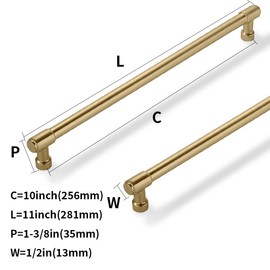 ZAUYX Solid Heavy Duty Jasper Pulls 6 Pack Champagne Bronze Cabinet Pulls 10 Inch Hole Centers for Kitchen Cupboard Handles Modern Drawer Pulls Bathroom Champagne Brass Cabinet Pulls