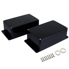 LMioEtool Junction Box Waterproof and Dustproof IP65 Universal Electronic Enclosure ABS Plastic Black with Mounting Ears 200 x 120 x 75 mm (Pack of 2)