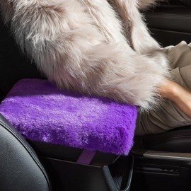 SEG Direct Auto Center Console Cover, Furry Car Armrest Cover, Soft Fluffy Middle Console Pad, Car Armrest Seat Box Cover for Women Men, Universal Fit for Most Vehicle, SUV, Truck, Car (Purple)