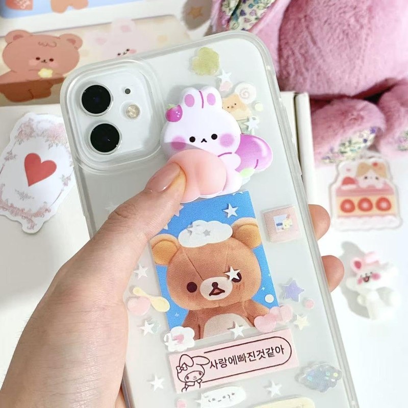 Loong Fluffy Butt Stickers Cute Puffy Character 3D Marshmallow Fluffy