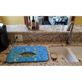 Caroline's Treasures 8656DDM Crab Dish Drying Mat Absorbent Dish Drying Mat Pad for Kitchen Counter Dish Drainer Mat for Countertop, 14 x 21", Multicolor