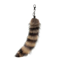 Iivos Fluffy Therian Raccoon Tail Keychain - Soft Raccoon Fur, Durable, Perfect for Cosplay, Renaissance Fairs (1, Raccoon 1PCS)