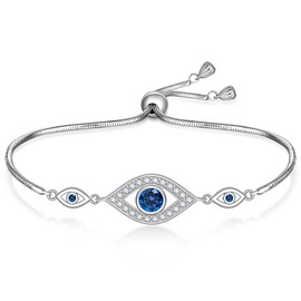 Talonior Evil Eye Bracelets for Women 925 Sterling Silver Blue Greek Evil Eye Bracelet Jewelry Gifts