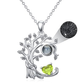 Dorunmo I Love You Necklace 100 languages Tree of Life Necklace with September August Birthstone Necklace for Women 925 Sterling Silver Mothers Day Birthday Romantic Jewelry Gifts Women Mom Wife