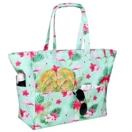 Moerstar XXL Family Beach Bag, Large Beach Bag with Zip, Waterproof, Sandproof, Foldable Beach Bags, Handbag, Shoulder Bag, Women for Travel, Shopping, Beach, Travel, multicoloured