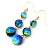Gold Stone Luminous Keramarin Firefly Glass Earrings for Both Ears,