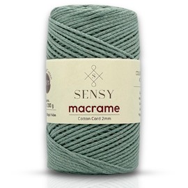 Sensy Premium 2mm - 160 Yards 100% Recycled Cotton Macrame Cord Crochet Bag Cord Macrame Rope Crochet Thread (Sage)