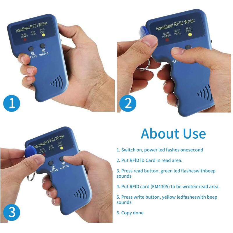 RFID Reader Writer & Copier - Handheld Portable RFID Duplicator