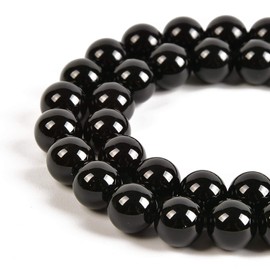 Nancybeads Natural Agate Gemstone Round Spacer Loose Beads 1 Strand 15.5" (Black Onyx, 8mm 45Beads)