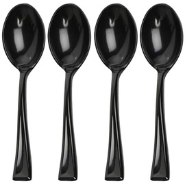 Maryland Black Tiny Tasters Mini Spoons - 3.75" (Pack of 50) - Premium BPA-Free Plastic Appetizer Spoons - Perfect for Chic Tasting Parties, Elegant Hors d'oeuvres & More!