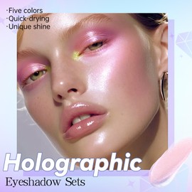 Noerrors 5 Colors Liquid Glitter Eyeshadow Set, Chameleon Metallic Shimmer Diamond Eyeliner Sparkly Eyeshadow, Waterproof Highly Pigmented Holographic Eye Brightener Chrome Highlighter Makeup