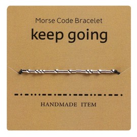 AILUOR Morse Code Bracelet, Silver Plated Beads on Silk Cord Friendship Bracelet Gift for Her, Secret Message Gift Jewellery for Women Men, Gift for Her Him, Metal