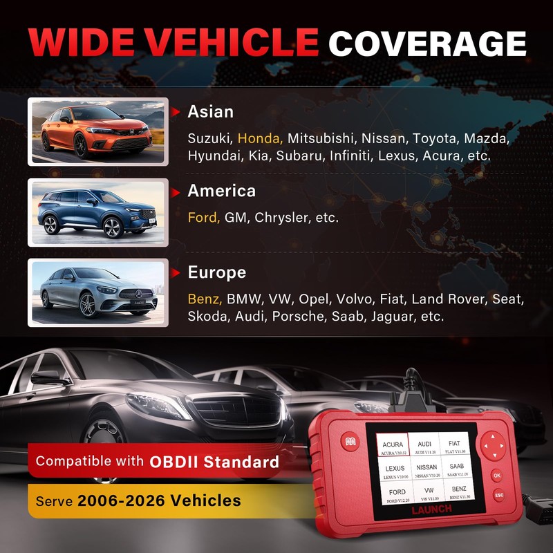 LAUNCH Creader VII+ V2.0 OBD2 Scanner Diagnostic Scan Tool, 2026