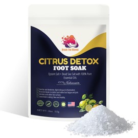 Citrus Detox Foot Soak with Epsom Salt, Foot Spa For Soften Stubborn Calluses, Nail Discoloration Recovery, Leaves Feet Refreshed, Made in USA 18oz