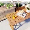 Tangkula Outdoor Acacia Wood Bench, Set of 2 Backless Patio