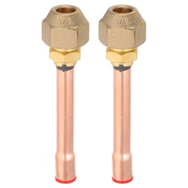 sourcing map 3/8" SAE 45 Degree Brass Pipe Fitting, 2 Pcs Flare Connector Male Thread Adapter with Brass Nut and Copper Tube for Air Conditioner HVAC Refrigeration