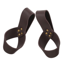 Generic 2pcs Sword Ring Medieval Sword Holder Pu Leather Frogs for Stage Props