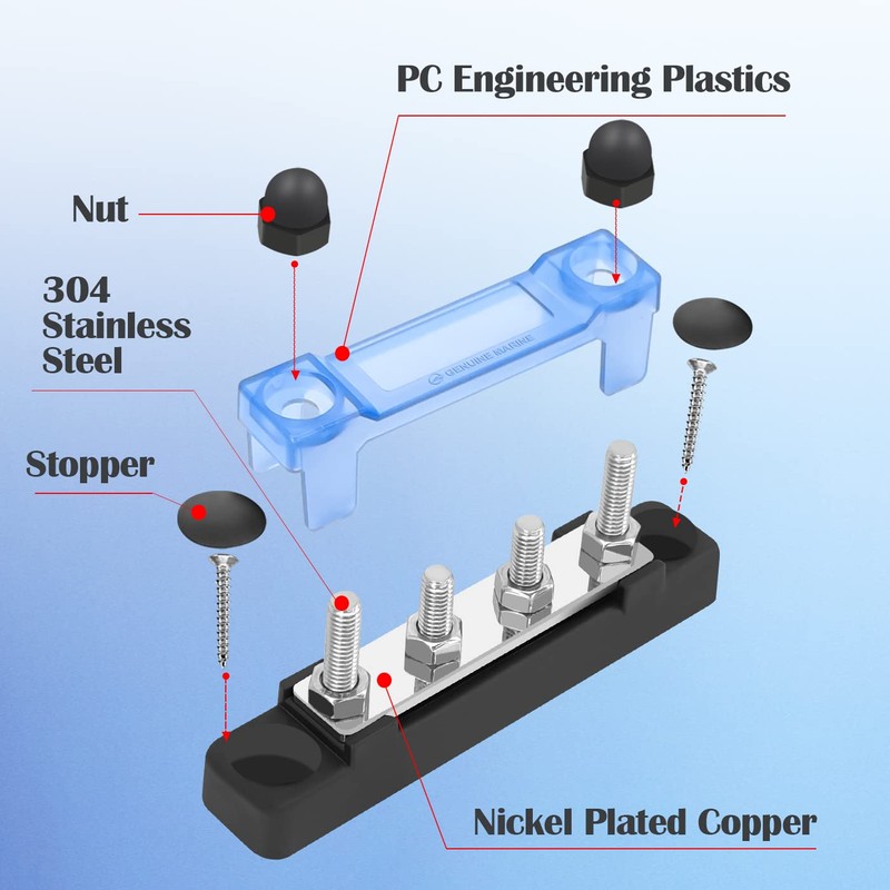 LENKRAD 4 Post Power Distribution Block Bus Bar with Cover,