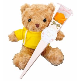 Q-FLA Cupla and3 Bath Salt Bear Set Soap Flower Bouquet Mini Orange Fuwafuwa Bear Parka Yellow, 1 piece, 1g / Q-FLA 큐플라 and3 입욕제 곰 세트 소프 플라워 부케 미니 오렌지 후와후와 곰 파카 옐로우, 1개, 1g