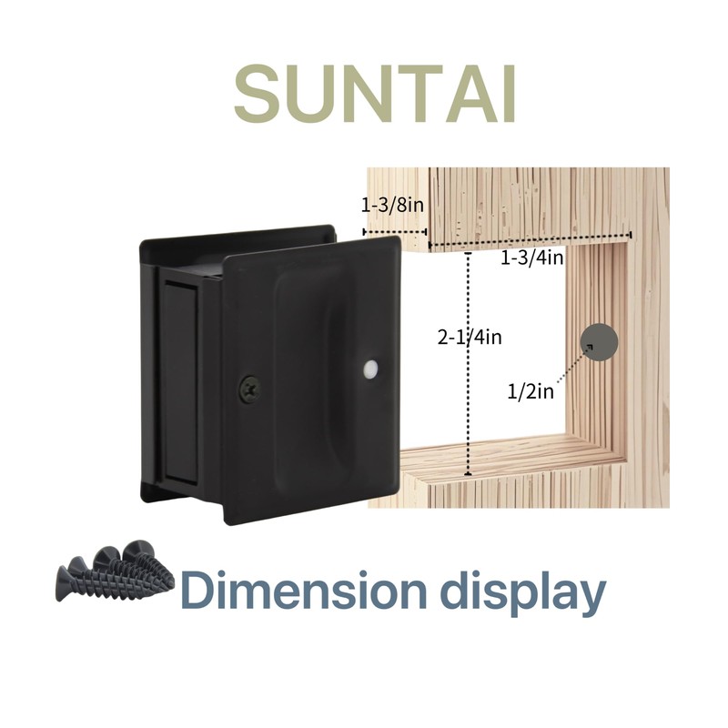 SUNTAI Pocket Door Handle Pull Without Switch Plate,Solid Pocket Passage