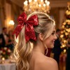 2PCS Red Cheer Bow, Large Shimmering Glitter Hair Bow Clips,