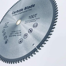 VORTEX DIAMOND VAB 12 Inch 100 Teeth TCT Non-Ferrous Metal Cutting Circular Saw Blade with 5/8"-1" Arbor (12 Inch 100 Teeth)