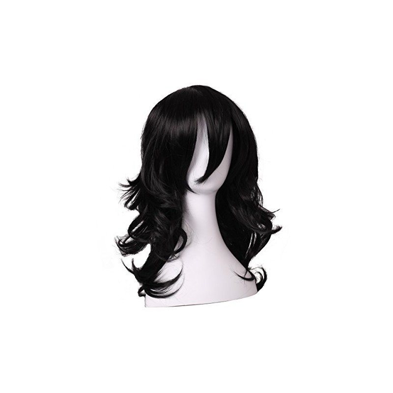 ColorGround Medium Long Wavy Anime Cosplay Wig for Men (Black