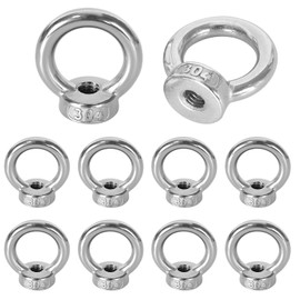 Stainless Steel Ring Nuts Pack of 10 Stainless Steel Eye Bolts M6, Ring Nuts M6, Eye Bolt, for Attaching Hanging Ornaments, Flower Pots, Swing Stand, etc