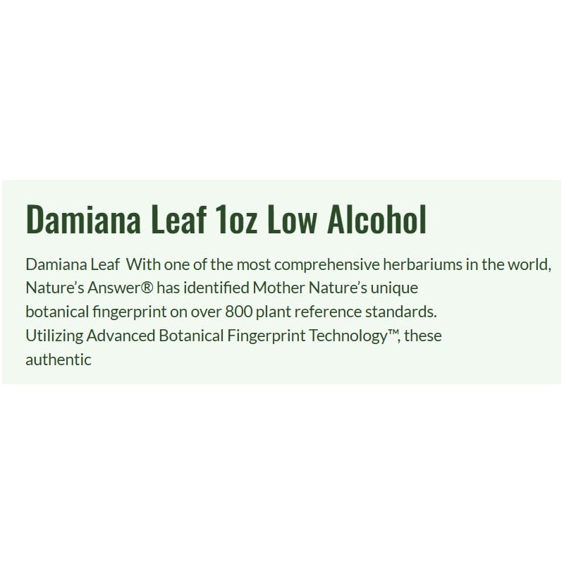 Natural's Answer Damiana, 2000mg, Gluten-Free, Organic Alcohol, 30 ml