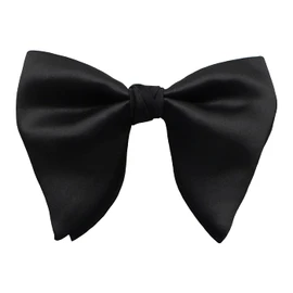 Lovacely Mens Oversized Satin Silk Bow Tie Solid Color Formal Tuxedo Big Bowtie YW-002 Black