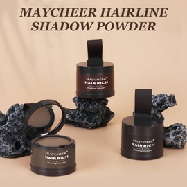 selfrong 2PCS Maycheer Hairline Shadow Powder, Waverloo Magic Root Cover Up, Enhance Hairline Powder for Thinning Hair, Waterproof Multi-Function Root Touch Up Hair Powder for Women Men (Dark Brown)