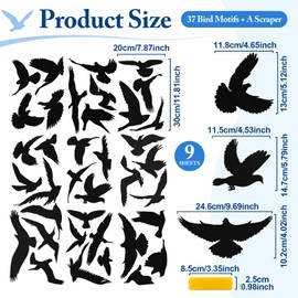 Qufiiry 37 Pack Anti-Collision Window Stickers for Birds, PVC Static Clings to Prevent Bird Strikes on Glass Doors & Windows, Reusable Safety Decals for Home & Party Accessory(Black)