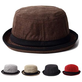 Melco Men's Hat, Large Size, Linen Style Pork Pie, Spring, Summer, XL, 24.4 inches (62 cm), UV Protection, Made in Korea, Braun