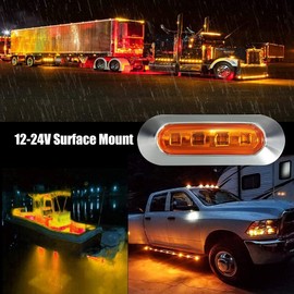 AOXLFU 20PCS Amber 12-24V LED Trailer Lights Side Marker Lights Front Rear Tail Clearance Lights with Chrome Bezel for Trailer Deck RV Truck Boat