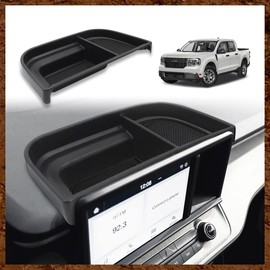 Muslogy Dashboard Storage Organizer Tray Compatible with Ford Maverick 2024 2022-2023 & Hybrid XL XLT Lariat Accessories Dash Insert Tray Behind Screen Won't Fit 2025 Maverick (Black)