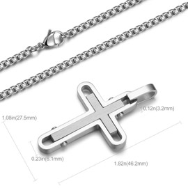 Zillaly Men's Stainless Steel Cross Necklace,Two-Tone Black & Blue Carbon Fiber Pendant - Included Gift Box, not known
