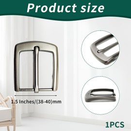 Classic Belt Buckle, 40 mm Single-Prong Square Replacement Buckle Made of Zinc Alloy Men, Polished Belt Buckle for Men and Women, Traditional Belt, Belt Buckle for Changing, Buckle, Matte paint