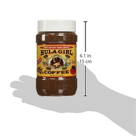 Hula Girl 100% Kona Coffee Freeze Dried Instant Air Tight Plastic Jar, 175 Gram