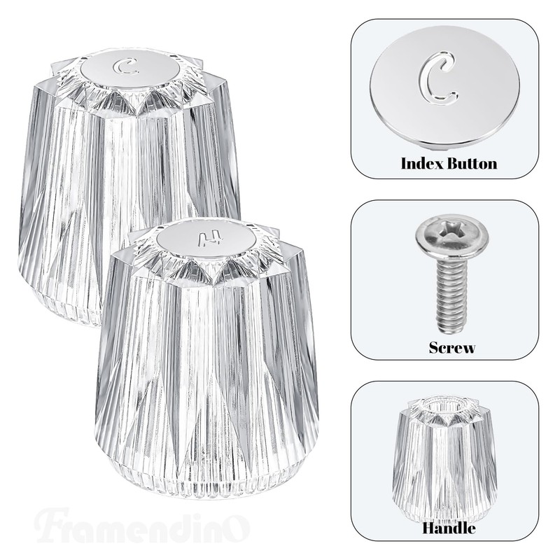 Framendino, 2 Pack Shower Knobs Replacement Universal Hot and Cold