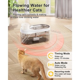 iweepet 4L/140oz Upgrade Wireless Cat Water Fountain, 5000Amh, Battery Operated, Stainless Steel, Large Capacity, Ultra-Quiet Automatic Water Dispenser with 2 Filters & 3 Flow Modes