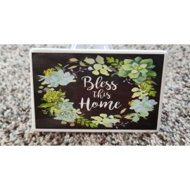 Unbranded Kitchen Magnet " Bless this Home " Sweet Sentiment Inspiring floral succulents