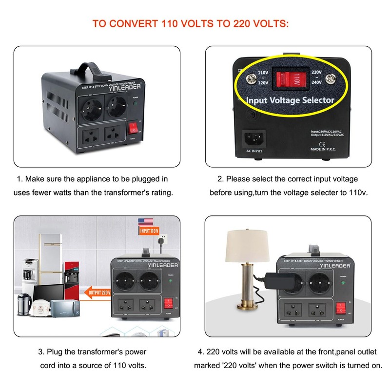 Yinleader 110V to 220V Voltage Converter Transformer Step Up/Down 120V