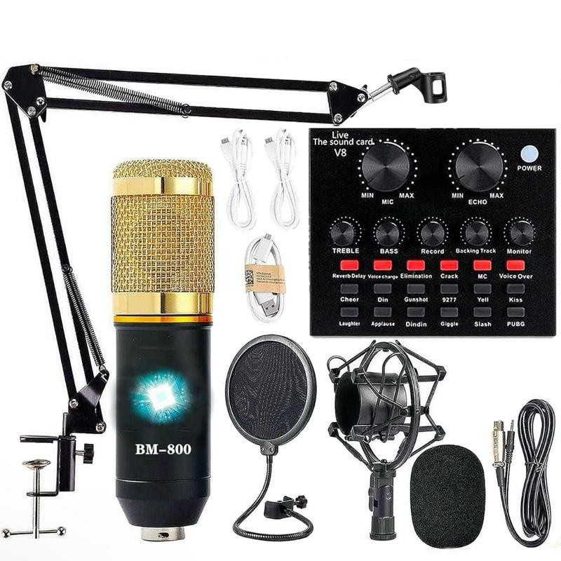 BM-800 Podcast Equipment Bundle with Voice Changer, Live Sound Card,