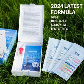 AquaApex 7-in-1 Aquarium Test Kit, 100 Test Strips, for Freshwater & Saltwater Fish Tanks and Ponds. Accurately Tests Nitrate, Nitrite, Chlorine, Total Hardness, Alkalinity, Carbonate Hardness and pH