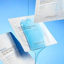 Carenology95 RE:BLUE Intensive Solution Oil Gel Mask Pack 5 Sheets – Mascarilla Facial Coreana Calmante e Hidratante, Con Niacinamida y Complejo Botán