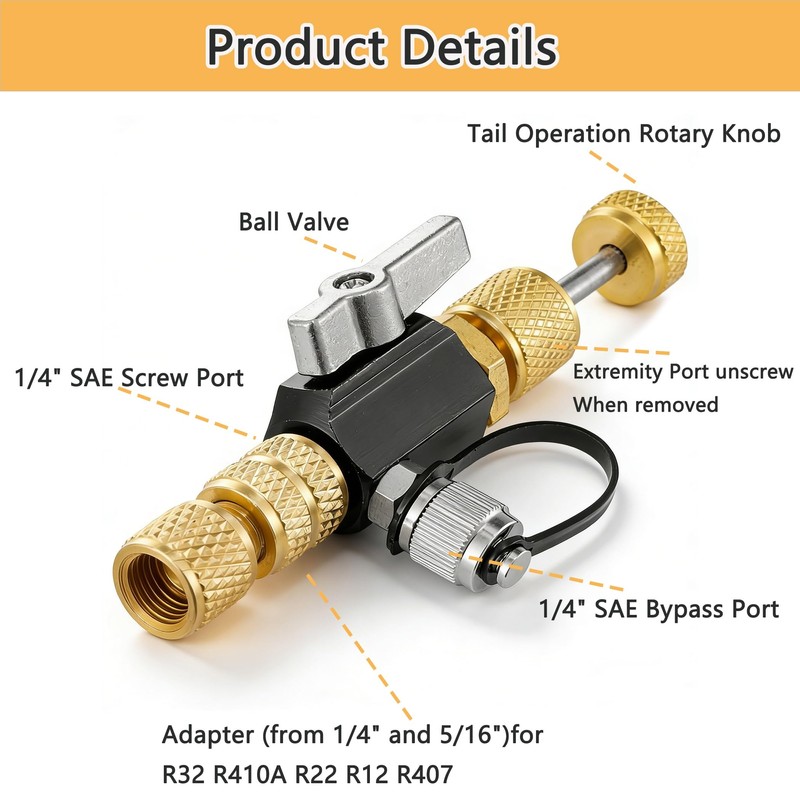 GUMLEG Valve Core Removal Tool for Home HVAC Appliance, 1/4"