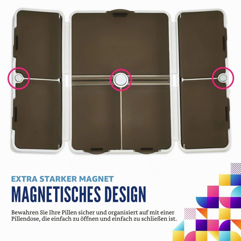 MEDca Magnetic Pill Box with 7 Compartments, Collapsible, Lightweight Pill